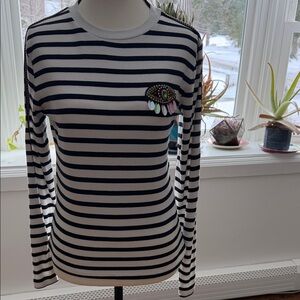 Desigual Black and White Striped Long Sleeve Top